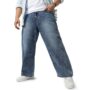 MANSLOOK Plus Men’s Loose Baggy Fit Washed Jeans Non-Stretchable