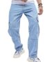 MANSLOOK Baggy Cargo Jeans for Men – Mid Rise Relaxed Fit Denim Cargo Pants | Streetwear Utility Pant with Multiple Pockets