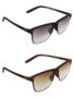 MANSLOOK Unisex Non Polarized Rectangular Sunglass Combo Black & Brown (DOIT-001-002), Medium