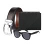 MANSLOOK Men’s Leather Wallet, Sunglasses and Reversible PU-Leather Belt, Brother Gift/Rakhi Gift Set for Men/Boys
