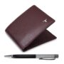 MANSLOOK FOREST Griffin Aniline Brown Leather Wallet & Diamond Pen Combo Gift Set for Men