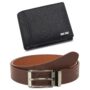 MANSLOOK Gift Hamper for Men | Black Wallet and Brown Belt Men’s Combo Gift Set | Leather Wallets for Men | Men’s Wallet BW4596