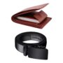 MANSLOOK Threads Classic Combo: Brown Leather Wallet & Black Auto-Belt – Timeless Essentials for Effortless Style.