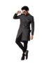 MANSLOOK Men’s Kurta Sherwani Churidar Set Indo-Western, Black Jacquard, Woven Design Long Sleeves Regular Fit Mandarin Collar
