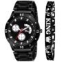 MANSLOOK Shopoholic Black Dial Stainless Steel Chain Analogue Wrist Watch for Men & Boys’s Mens Watch Combo