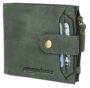 MANSLOOK basics Leather Wallet | 7 Card Slots | 1 Zipper Compartment | for Men (Olive Green)