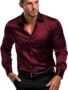 MANSLOOK Men’s Satin Shirt with Spread Collar Neck Line Solid Pattern Full Sleeves Regular Fit Western Style and Standard Length