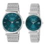 MANSLOOK DEVIN Stainless Steel Chain Analog Wrist Watch for Men and Women (Green/Brown/Blue/Black Dial) | Set of 2 Wrist Watches | Couple Watches | LDCM-WT092-CH