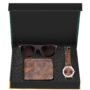 MANSLOOK Gift Set Combo Of Brown Analog Watch Sunglasses & Wallet For Men | Cm-3092Sn13-Wl-56, Round, Mirrored