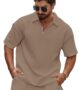 MANSLOOK Men’s Polyester Polo T Shirt with Zip Spread Collar Neck Line Half Sleeves Solid Pattern Regular Fit and Standard Length