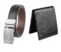 MANSLOOK Belt & Wallet Combo For Men Vegan Leather Black & Brown Reversible Belt For Men