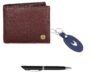 MANSLOOK Leather Wallet Keychain & Pen Combo for Men I Gift Hamper (GIFT2055+BLK S+BLU Kring)