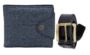 MANSLOOK PU Leather Belt and Wallet Combo for Men and Boys (Blue Wallet/Black Belt)
