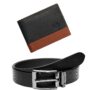MANSLOOK Black & Brown Belt And Wallet Combo For Men | Leather Hamper Gift Set For Man | Men’s Wallet (PBNCPN)