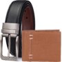 MANSLOOK Reversible PU belt and wallet combo, formal black and brown reversible belt, gift for mens, gents belt, mens wallet ZR-TX01-108T