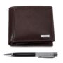 MANSLOOK FOREST Ollin Aniline Brown Leather Wallet & Diamond Pen Combo Gift Set for Men
