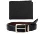 MANSLOOK Faux Leather Men’s Wallet & Belt Combo Set Black Brown Reversible Gift set