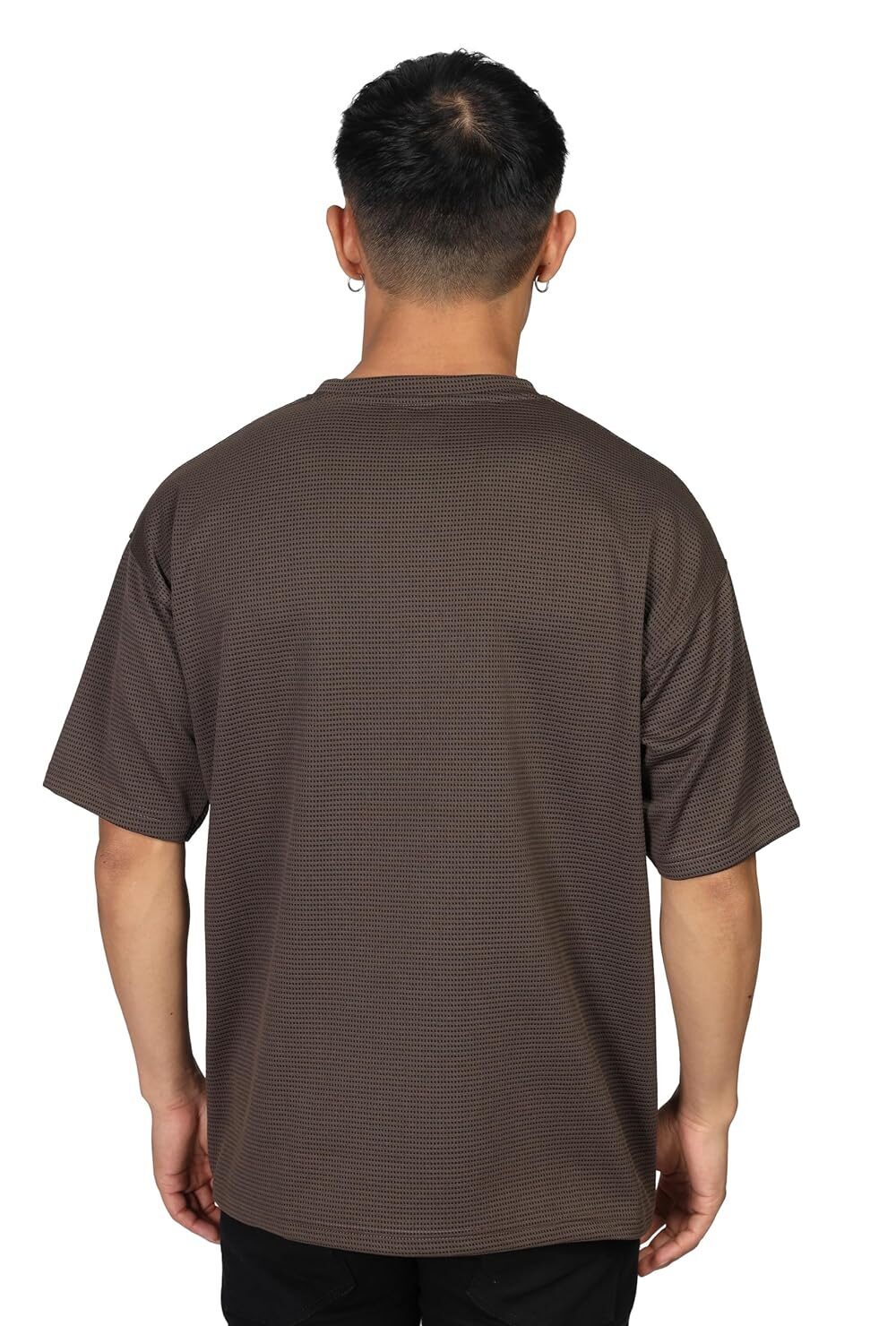 MANSLOOK Men Oversized T Shirt Solid Dotted Design | Round Neck Loose Fit Drop Shoulder Casual Cotton T-Shirt for Men - Image 3