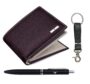 MANSLOOK FOREST Kenny Brown/Sand Leather Wallet, Black Pen & Keychain Combo Gift Set for Men
