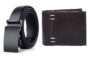 MANSLOOK Men’s PU Leather Black Autolock Grip Belt and Men’s Wallet & Belt Combo set