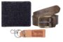 MANSLOOK Belt & Keychain for Men and Boys Gift set combo pack of 3 Accessories (Combo-09)