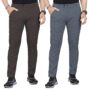 MANSLOOK Regular Fit Trousers for Men | Cotton Blend Fabric | Self-Design Mid-Rise Bottoms | Formal & Everyday Wear Pants (Pack of 2)